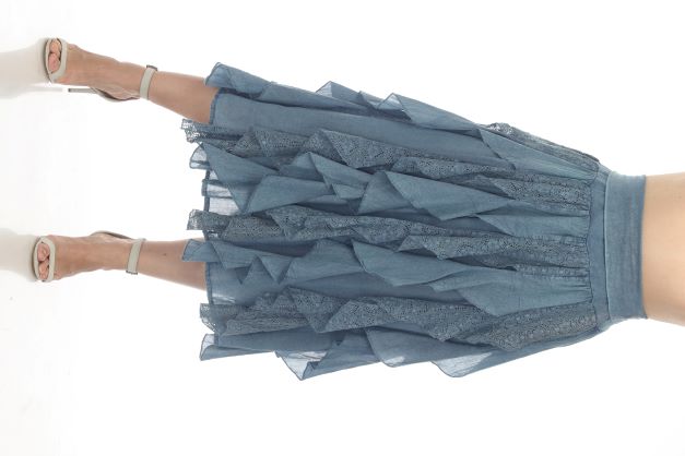 Lace Ruffle Skirt -Indigo